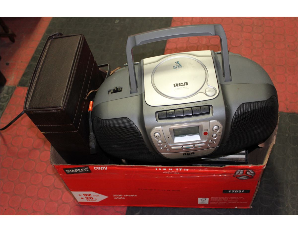 Cd Player Box Thing BOX WITH WORKING CD PLAYER & MUSIC CDs ETC