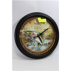 RAINBOW TROUT WALL CLOCK - RUNNING