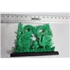 Image 1 : GREEN ORIENTAL 2 DRAGON CARVED SCULPTURE