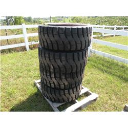Set of 4 used 12-16.5 skidloader tires on rims -SOLD X 4