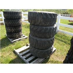 Qty 4 used 12-6.5 skidloader tires on rims -SOLD X 4