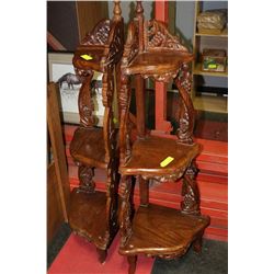 PAIR OF WOOD CARVED CORNER STANDS