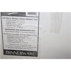 NEW 20 PIECE BONE CHINA DINNERWARE SET