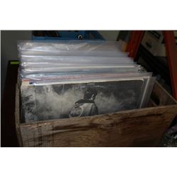 WOODEN BOX FILLED WITH RECORD COLLECTION