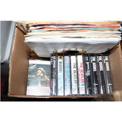 BOX OF COLLECTIBLE 45'S & CASSETTES INCLUDING -