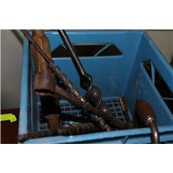 CRATE OF VINTAGE HAND DRILLS