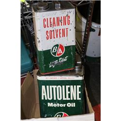 SET OF 3 VINTAGE OIL & SOLVENT CONTAINERS