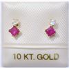 Image 1 : 10K Gold Ruby & Moonstone Earrings
