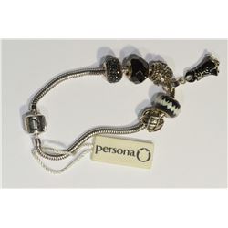 Sterling Silver Persona Dark Bead Bracelet