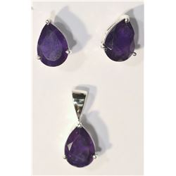 Sterling Silver Amethyst Earrings & Pendant Set