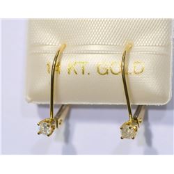14K Gold Diamond (0.12ct) Leverback Earrings