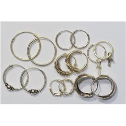 7 Assorted Pairs of Sterling Silver Hoop Earrings