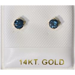 14K Gold Blue Diamond (0.38ct) Stud Earrings