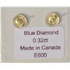 Image 2 : 14K Gold Blue Diamond (0.38ct) Stud Earrings