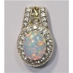 Sterling Silver Created Opal & Cubic Zirconia