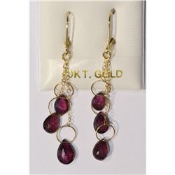 10K Gold Pink Tourmaline Leverback Teardrop