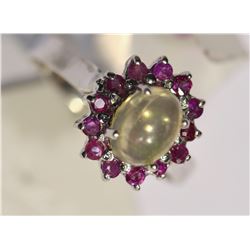 Sterling Silver Opal & Ruby (0.50ct) Ring