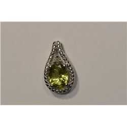 Sterling Silver Peridot & Diamond Pendant