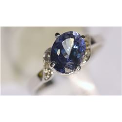 14K White Gold Tanzanite & Diamond Ring