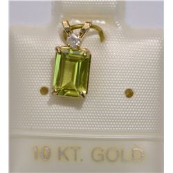 10K Gold Peridot & Diamond Pendant