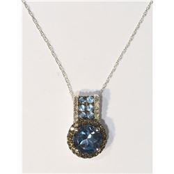 10K White Gold Blue Topaz, Smokey Quartz, &