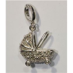 Sterling Silver Diamond (0.30ct) Baby Carriage