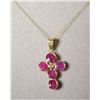 Image 1 : 14K Gold Ruby (3.0ct) & Diamond Cross Pendant