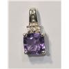 Image 1 : Sterling Silver Amethyst & Diamond Pendant