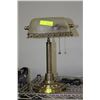 Image 1 : METAL AND GLASS BANKERS LAMP