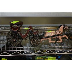 VINTAGE CAST IRON HORSE AND WAGON
