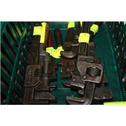 BOX OF VINTAGE PIPE WRENCHES