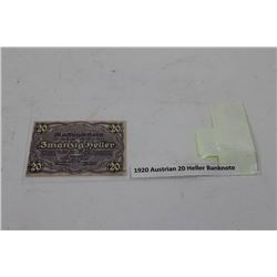 1920 AUSTRIAN 20 HELLER BANK NOTE