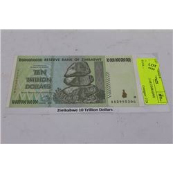10 TRILLION DOLLAR ZIMBABWE BANK NOTE