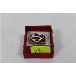 STEEL AND ENAMEL SUPERMAN RING