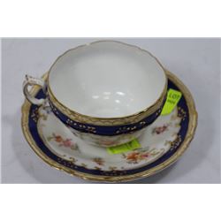 ANTIQUE HAND PAINED CUP & SAUCER