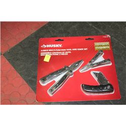 HUSKY 3 PCS MULTI TOOL AND KNIFE SET