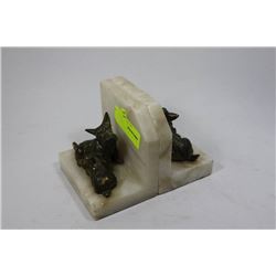 STONE AND BRASS DOG BOOK ENDS