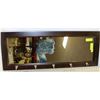 Image 1 : MIRROR WITH 5 COAT HOOKS 14"x36" WOODEN