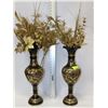 Image 1 : TWO BRASS VASES ETCHED WITH GOLD FLOWER