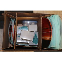 BOX OF HOMETREND DISH SET AND CANDLES