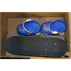 BOX WITH KIDS SKATE BOARD, ROLLER SHOES, ETC