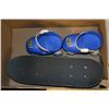 Image 1 : BOX WITH KIDS SKATE BOARD, ROLLER SHOES, ETC