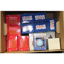 BOX OF 13 RUDOLPH COLLECTIBLE TREE ORNAMENTS