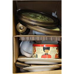 BOX OF MISC DISHWARE AND DECORATIVE PIECES