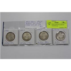 HIGH GRADE QUEEN ELIZABETH SILVER 50 CENTS X4