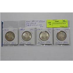 UNC QUEEN ELIZABETH SILVER 50 CENTS X4
