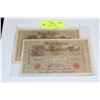 Image 1 : GERMAN 1910 1000 MARK BANKNOTES CONSEC S/N X2