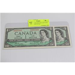 GEM UNC 1954 ONE DOLLAR NOTES CONSECUTIVE S/N X2