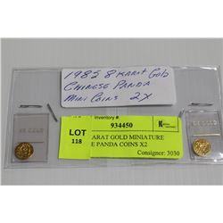 1985 8 KARAT GOLD MINIATURE CHINESE PANDA COINS X2