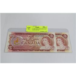 GEM UNC 1974 TWO DOLLAR NOTES CONSECUTIVE S/N X2